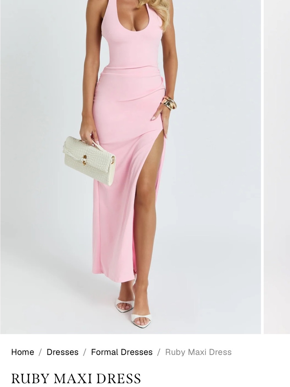 Showpo Ruby Maxi Dress — Light Pink High-Slit Gown
